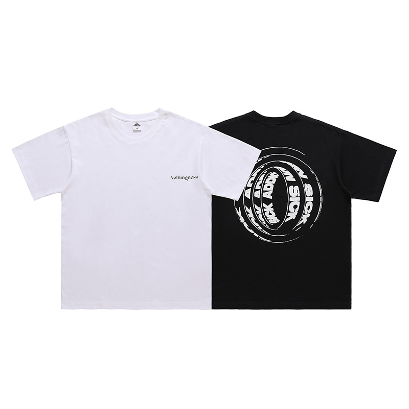 3D letter printing short sleeve unisex loose T-shirt for men 1