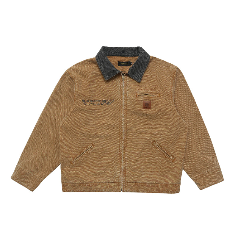 Vintage color-matching lapel casual cargo coat 34