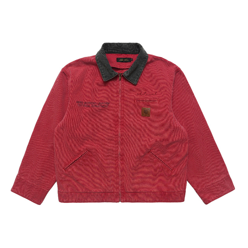 Vintage color-matching lapel casual cargo coat 34
