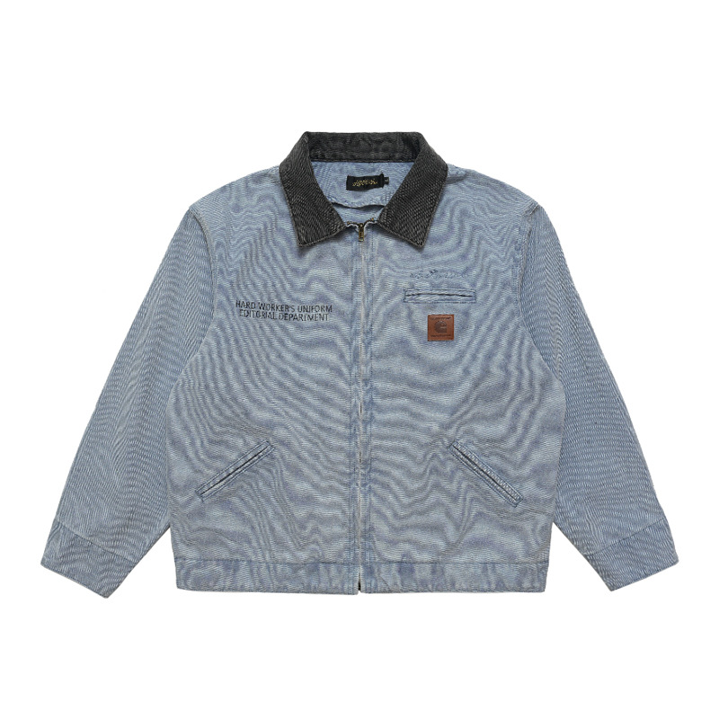Vintage color-matching lapel casual cargo coat 34