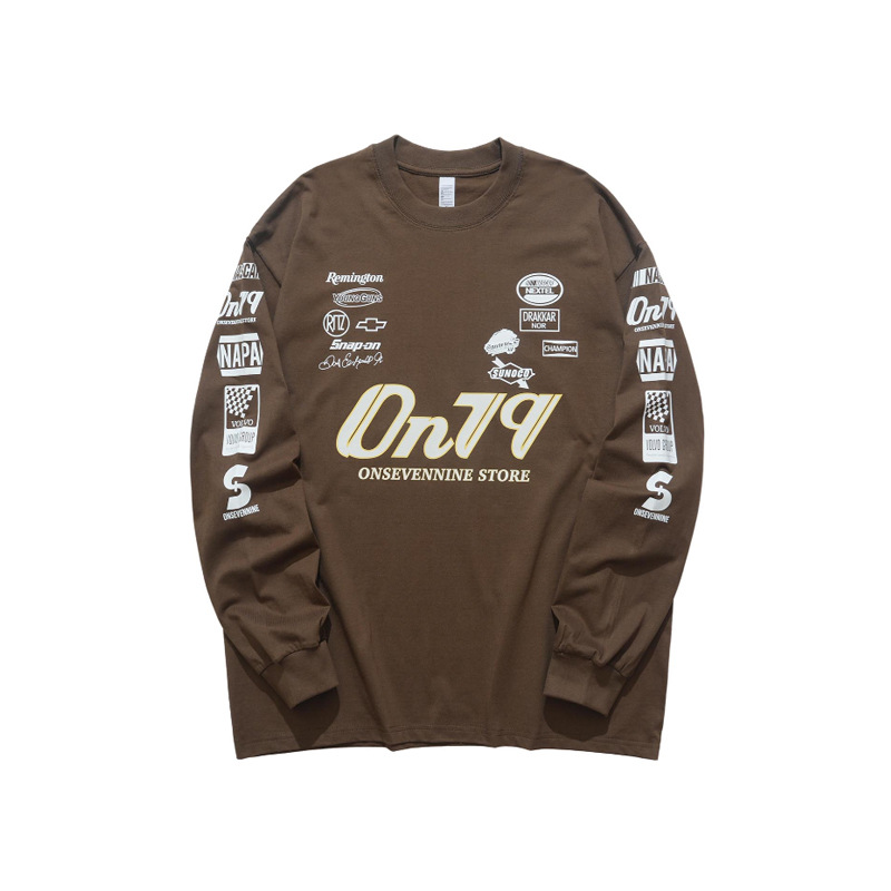 Biker style printed T-shirt with letter sleeves 30