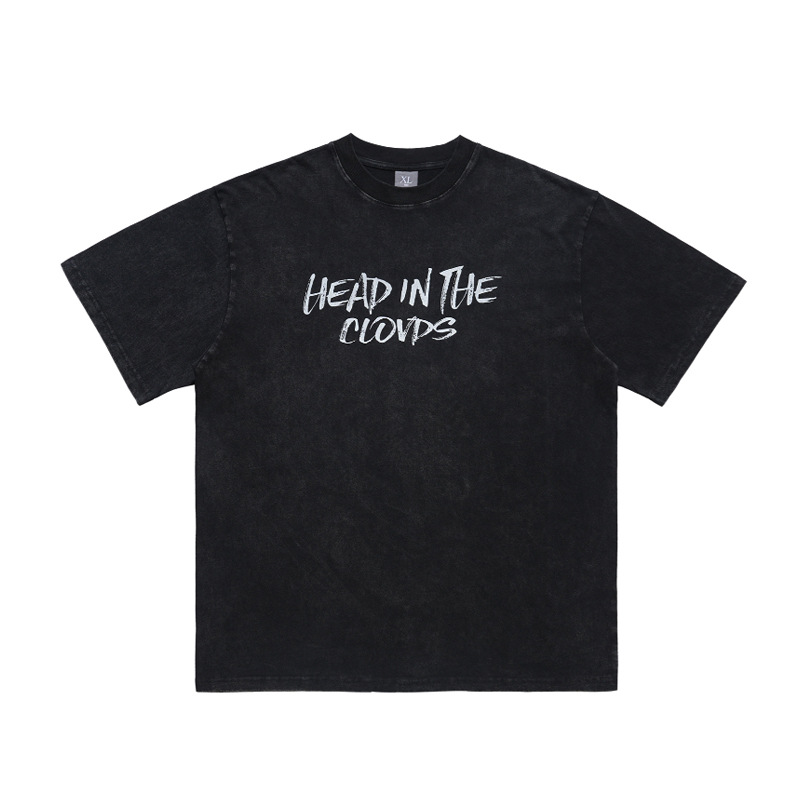 Retro direct spray off shoulder loose version T-shirt 16