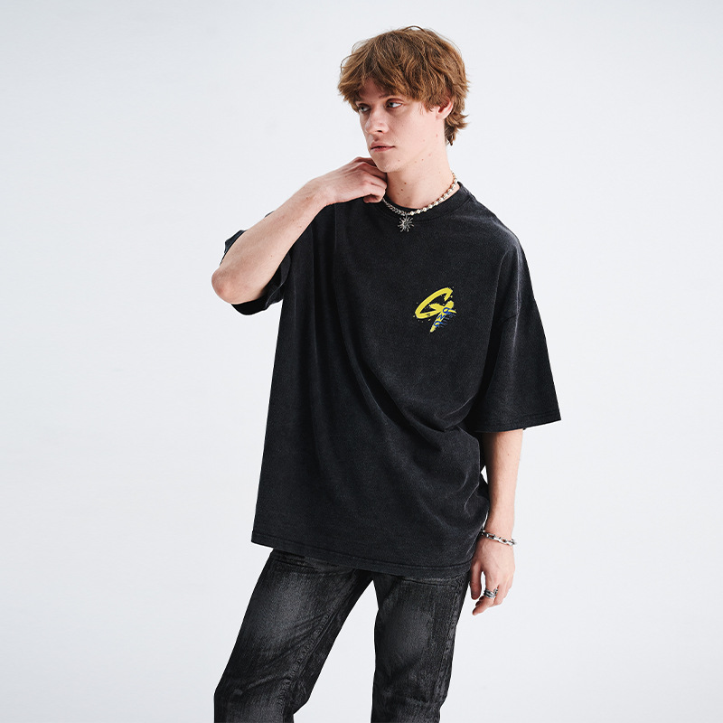 Drop shoulder loose fit T-shirt with text graphic print 20