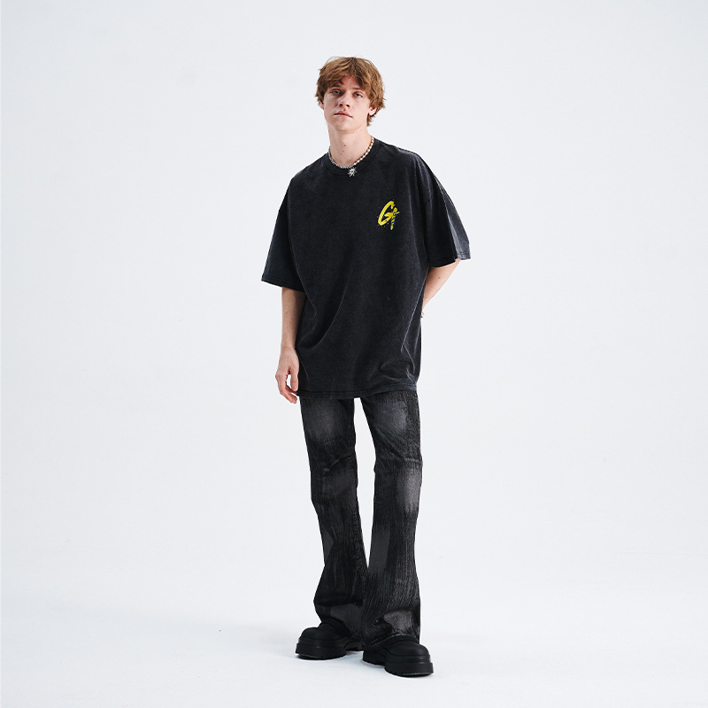 Drop shoulder loose fit T-shirt with text graphic print 20