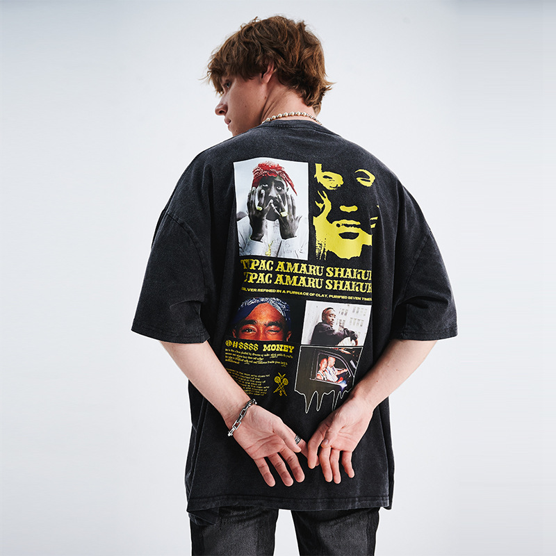 Drop shoulder loose fit T-shirt with text graphic print 20
