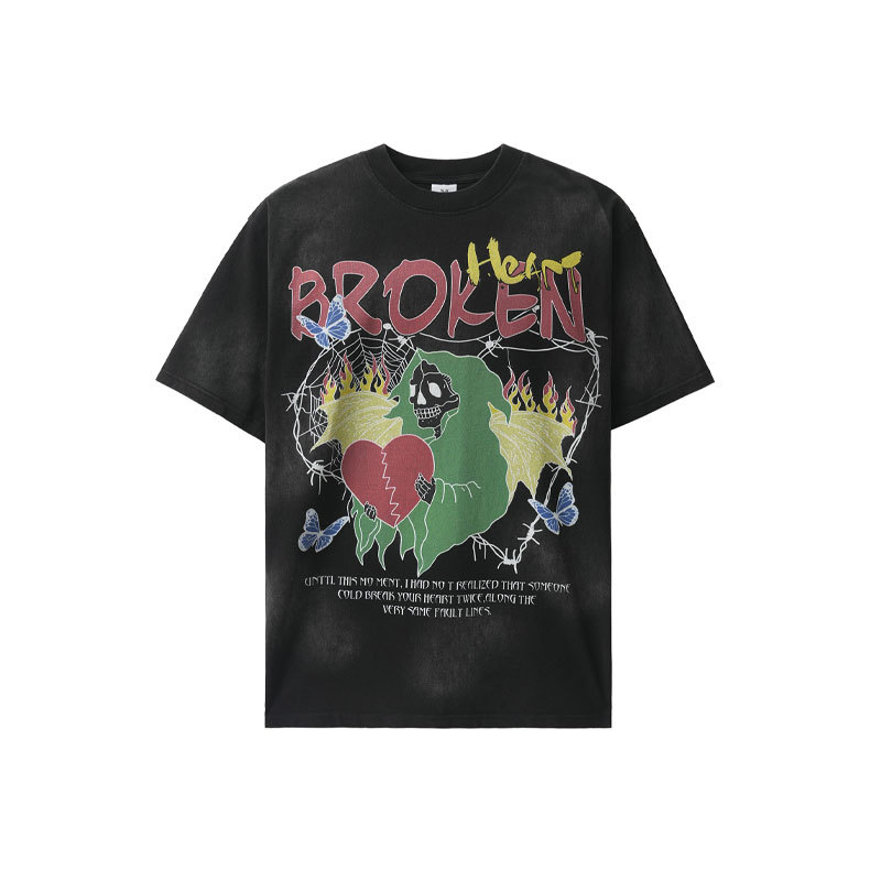 Graffiti Little Flame Love Skull T-shirt for Men 27