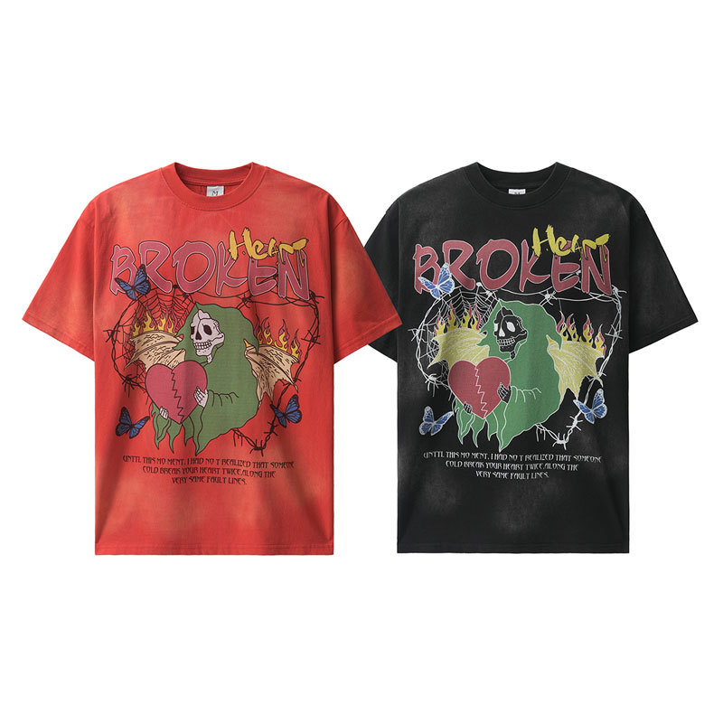 Graffiti Little Flame Love Skull T-shirt for Men 27