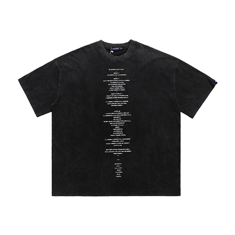 Men's niche design letter washed short sleeves 3