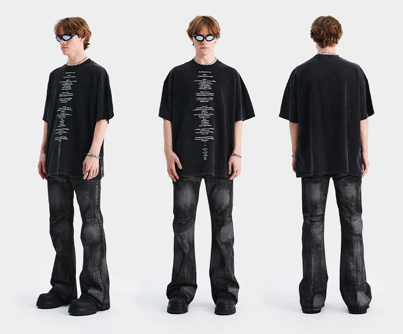 Men's niche design letter washed short sleeves 3