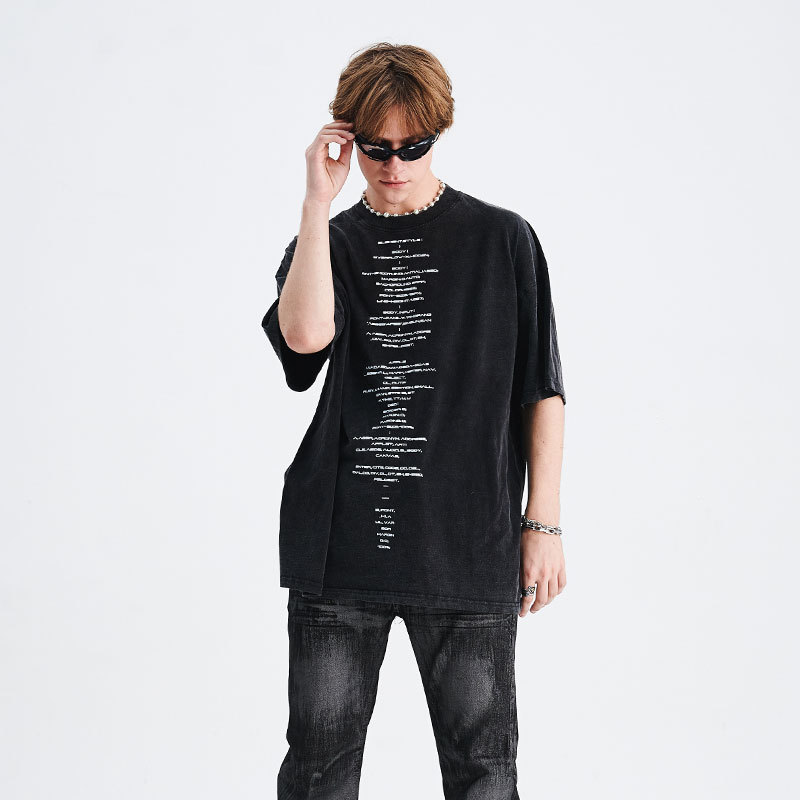 Men's niche design letter washed short sleeves 3