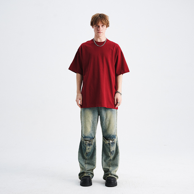 Normal neckline short-sleeved loose basic T-shirt 19