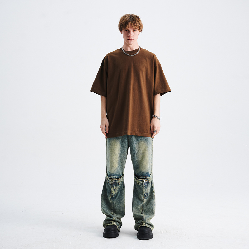 Normal neckline short-sleeved loose basic T-shirt 19
