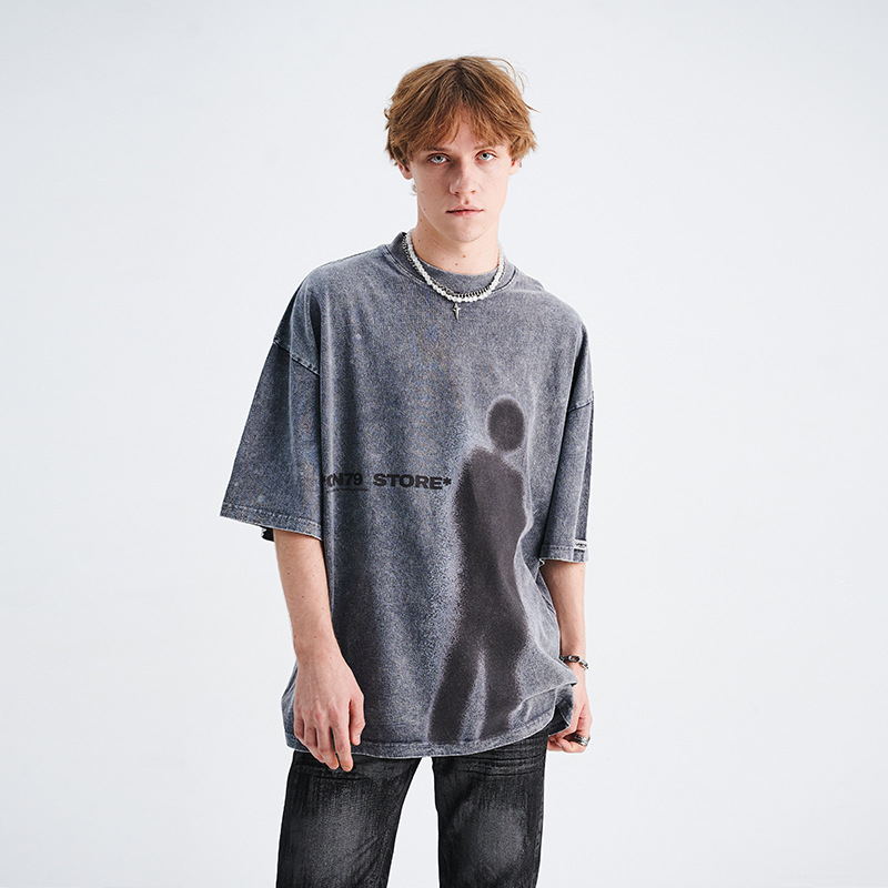 Portrait Printed Drop Shoulder Loose Couple T-Shirt 12