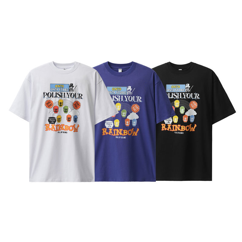 American skull cartoon print short sleeves 71