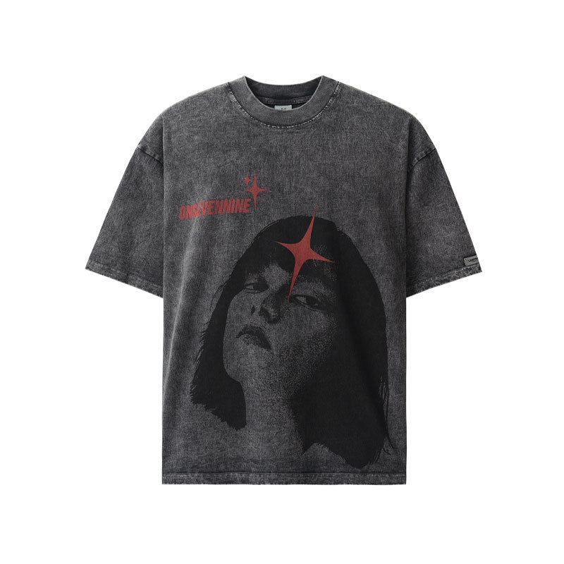 Cold style dark goddess printed loose T-shirt 49