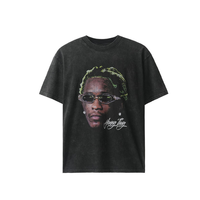 Rap American retro small round neck high street rock T-shirt 36