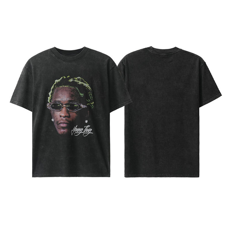 Rap American retro small round neck high street rock T-shirt 36
