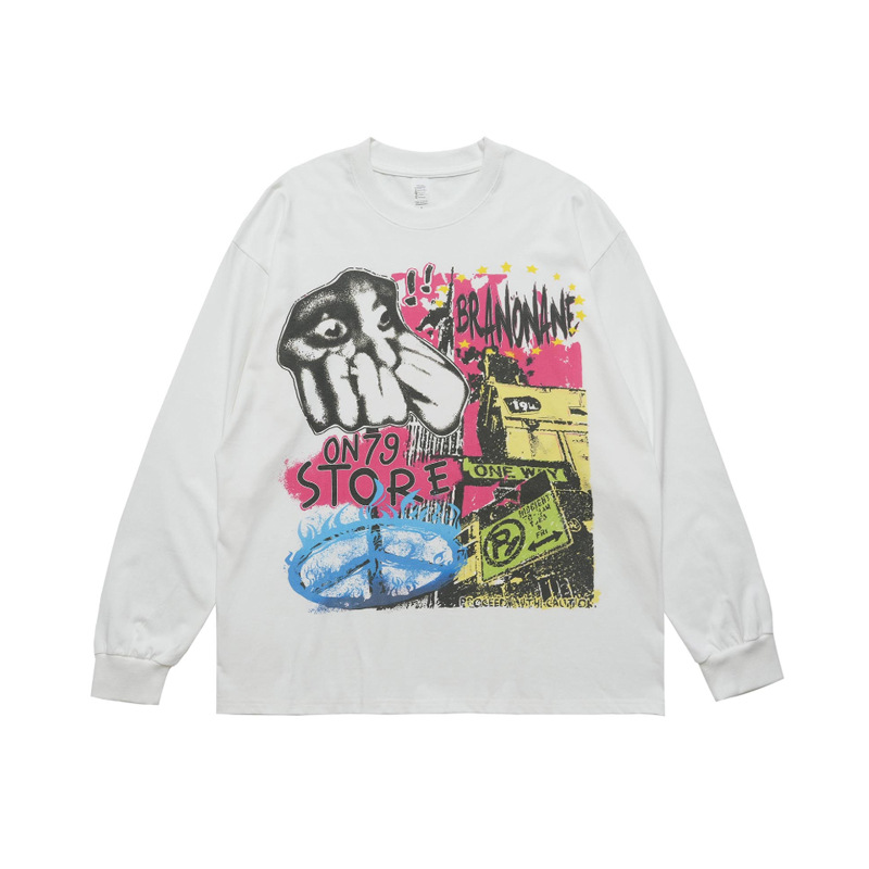 Graffiti Print Sun Protection Long Sleeve T-Shirt 80