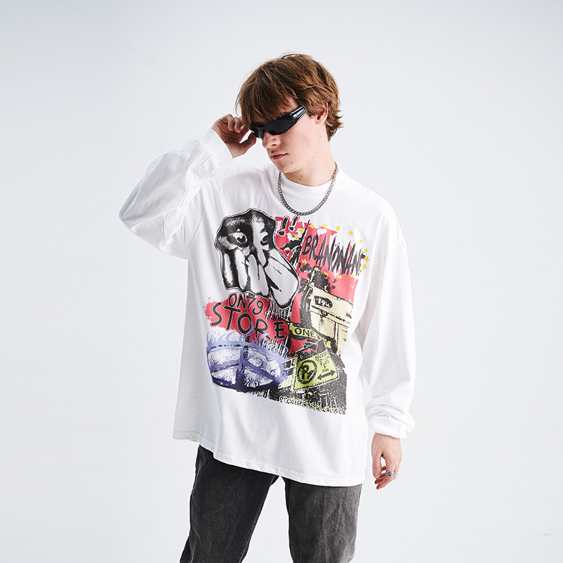 Graffiti Print Sun Protection Long Sleeve T-Shirt 80
