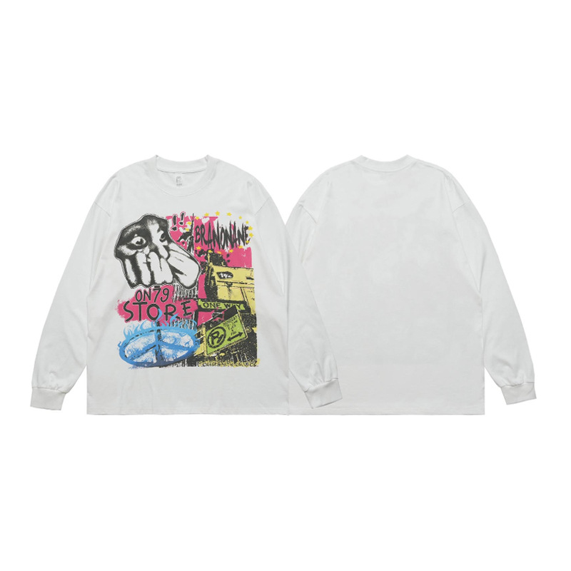 Graffiti Print Sun Protection Long Sleeve T-Shirt 80