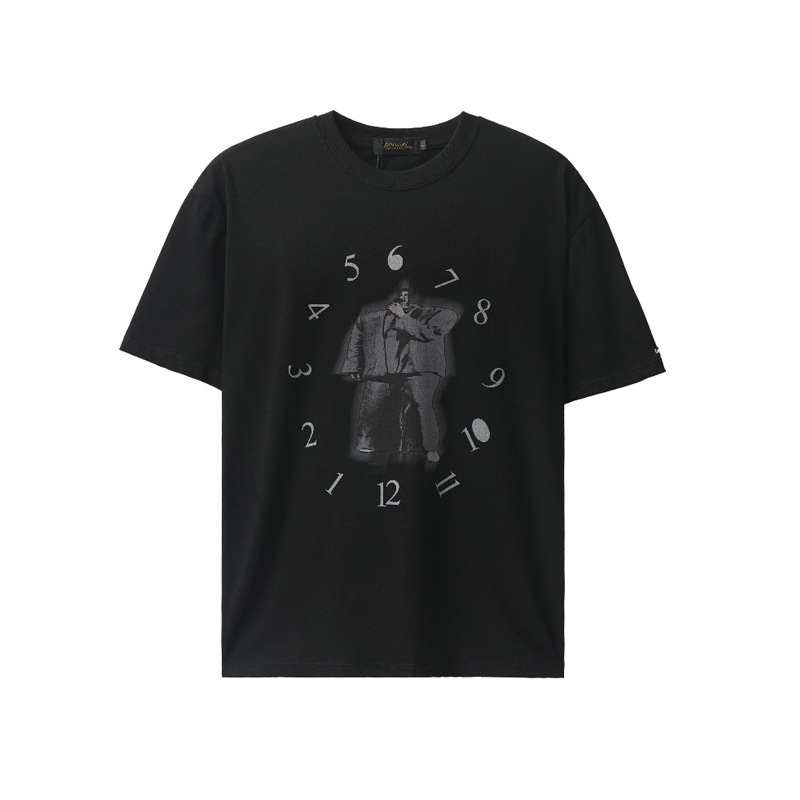 Sumo clock print loose short-sleeved cotton T-shirt 57