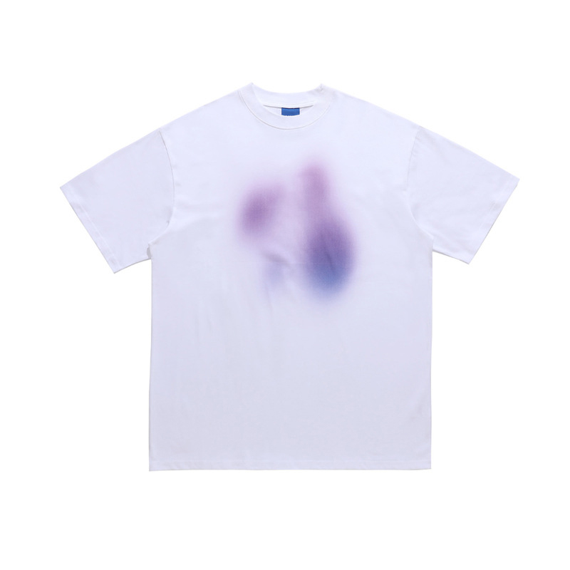 Direct spray rubber print double yarn off shoulder T-shirt 75
