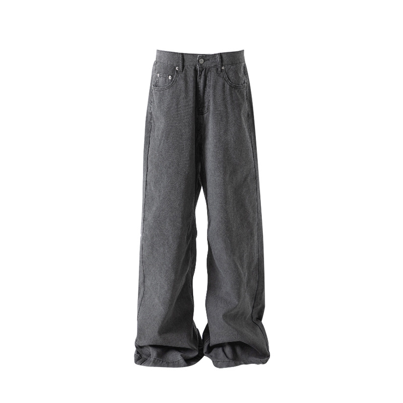 Distressed casual wide-leg pants with slight flare 81