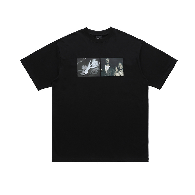 Portrait print hip hop retro American short sleeves 77