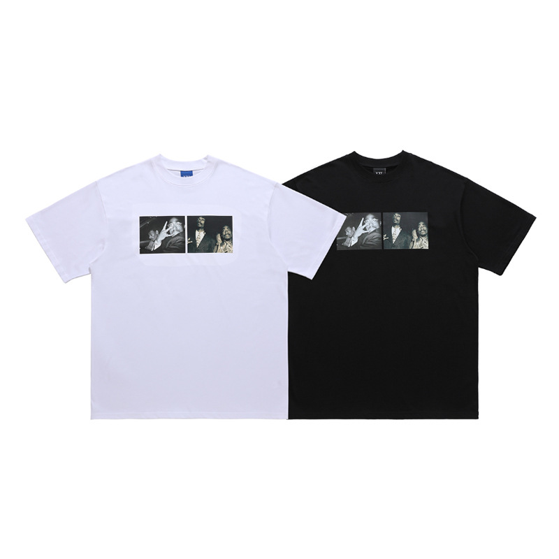 Portrait print hip hop retro American short sleeves 77