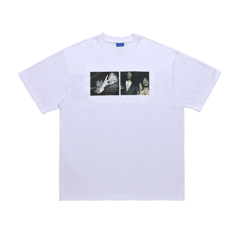 Portrait print hip hop retro American short sleeves 77