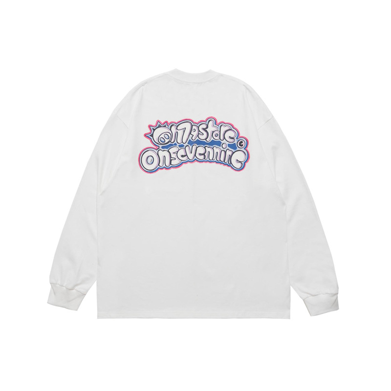 Printed long-sleeved loose American round neck top 43