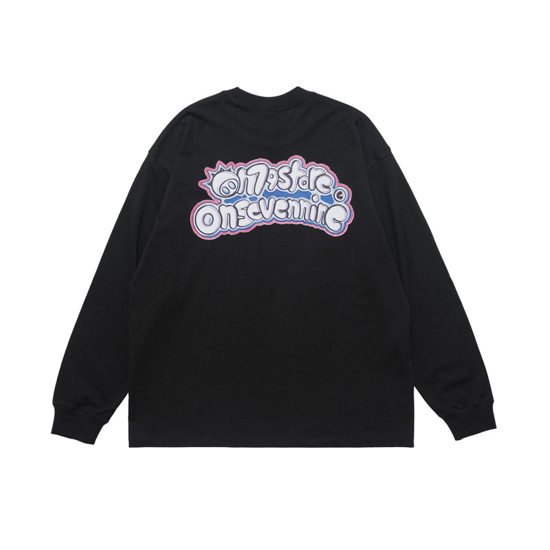 Printed long-sleeved loose American round neck top 43