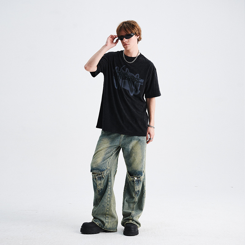 Spring and summer American style washed T-shirt trend 73