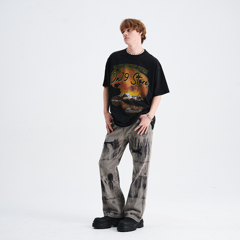 Spring and summer American style washed T-shirt trend 73