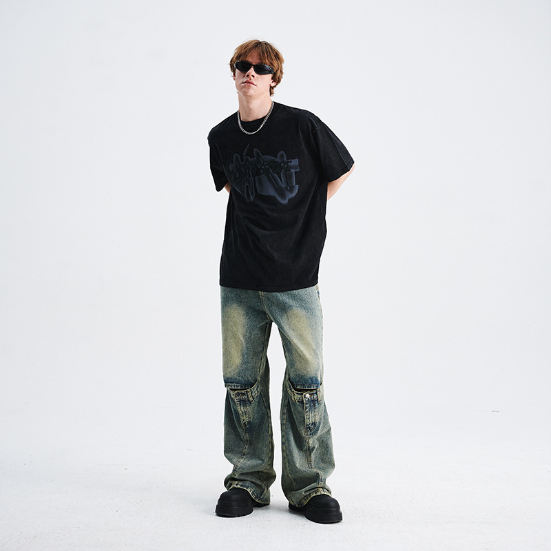 Spring and summer American style washed T-shirt trend 73