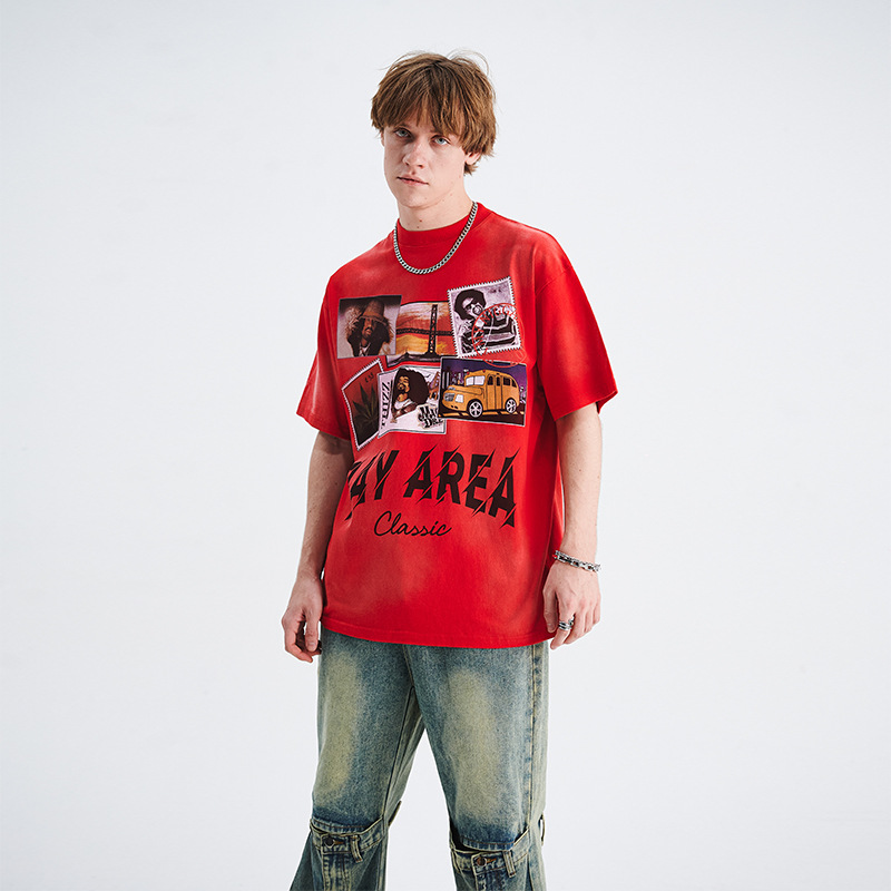 Trendy Printed Drop Shoulder Loose Couple T-Shirt 76