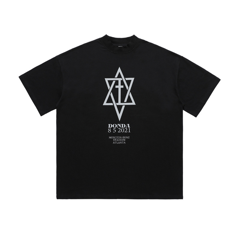 3M reflective printed half turtleneck T-shirt trendy 95