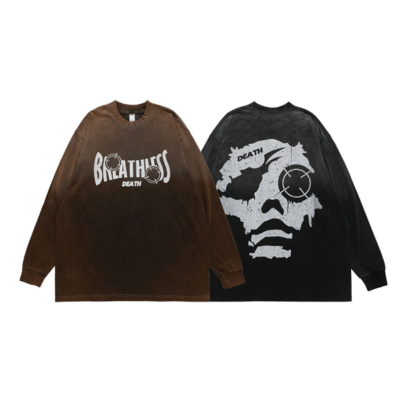 Hang dye gradient washed high street printed long sleeves 116