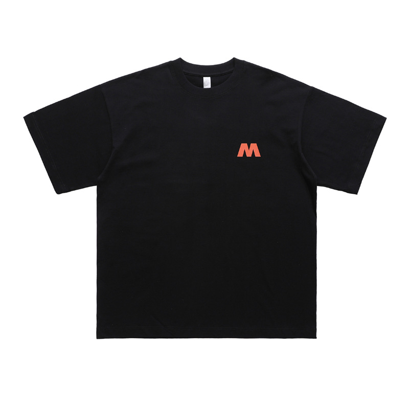 English raglan print narrow collar short-sleeved T-shirt 105