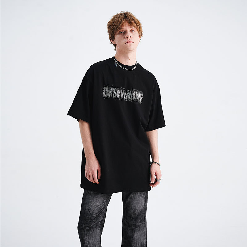 Gradient hot diamond double yarn heavy T-shirt 97