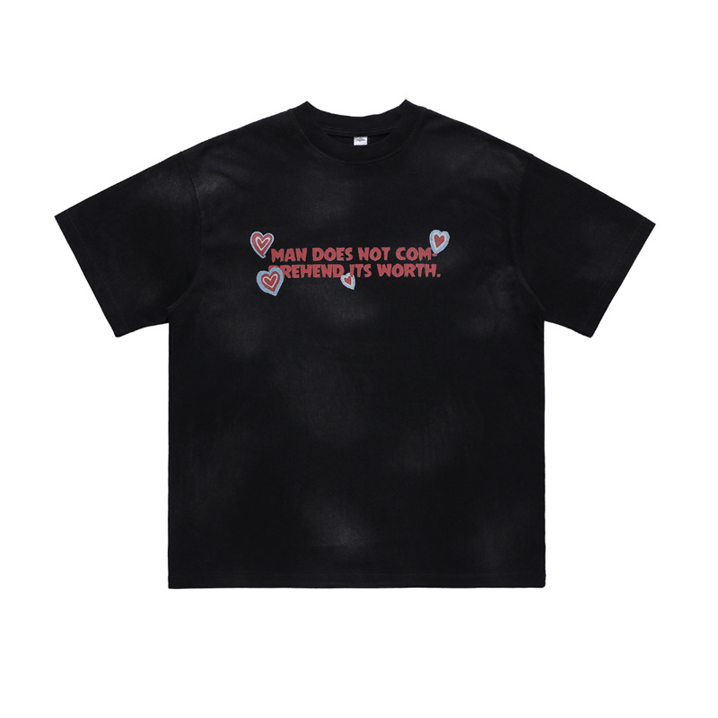 Street text printed round neck T-shirt trendy 94