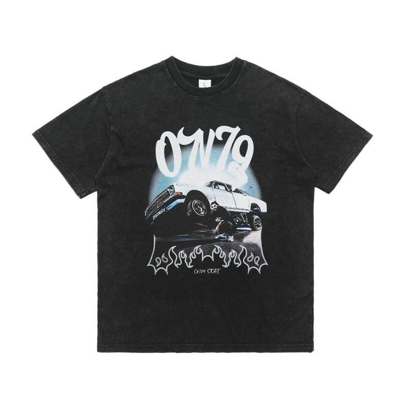 Trendy distressed direct-injection printed T-shirts 102