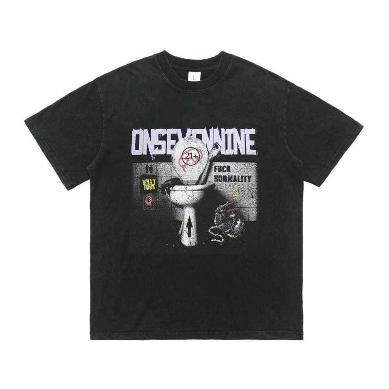 Trendy distressed direct-injection printed T-shirts 102
